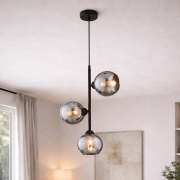 Brilagi - Luster na lane DIOR 3xE27/60W/230V čierna/dymovo sivá