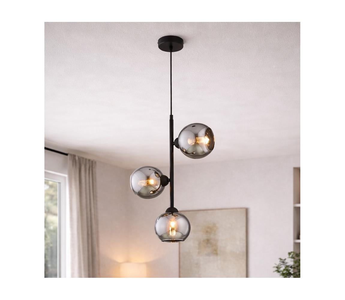 Brilagi - Luster na lane DIOR 3xE27/60W/230V čierna/dymovo sivá 59-021B
