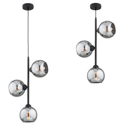 Brilagi - Luster na lane DIOR 3xE27/60W/230V čierna/dymovo sivá