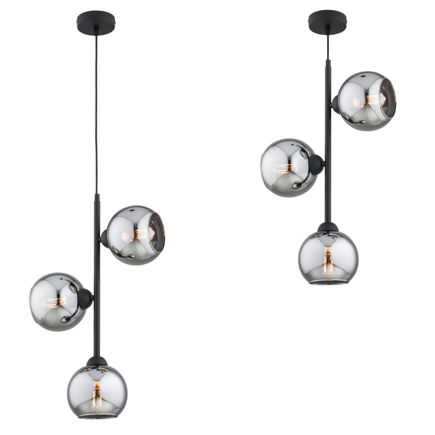 Brilagi - Luster na lane DIOR 3xE27/60W/230V čierna/dymovo sivá