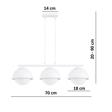 BRILAGI - Luster na lankách COSMO 3xE27/60W/230V biela/zlatá