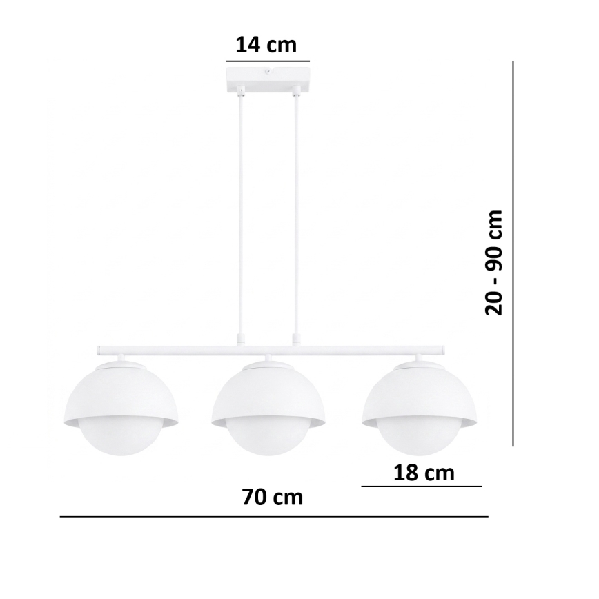 BRILAGI - Luster na lankách COSMO 3xE27/60W/230V biela/zlatá