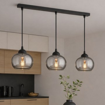 Brilagi - Luster na lankách DIOR 3xE27/60W/230V čierna/dymová sivá