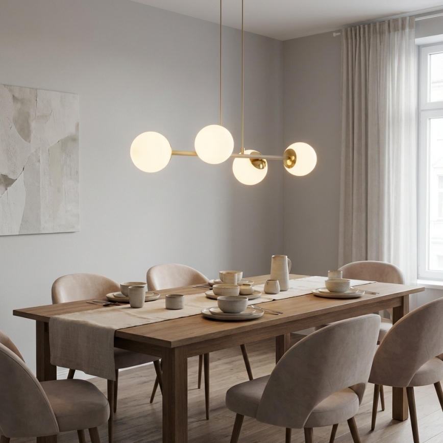 Brilagi - Luster na lankách MILO ECRU 4xE27/60W/230V béžová/zlatá