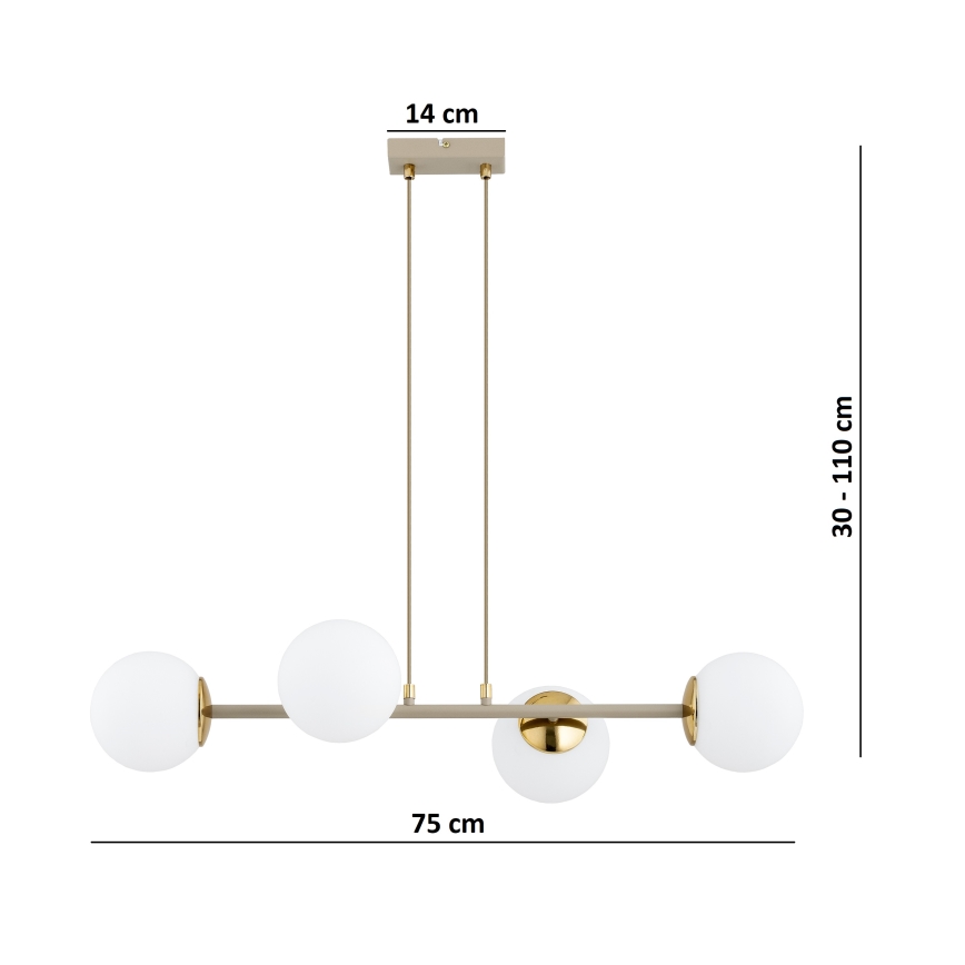 Brilagi - Luster na lankách MILO ECRU 4xE27/60W/230V béžová/zlatá