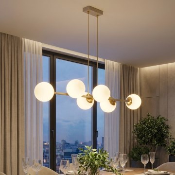 Brilagi - Luster na lankách MILO ECRU 6xE27/60W/230V béžová/zlatá