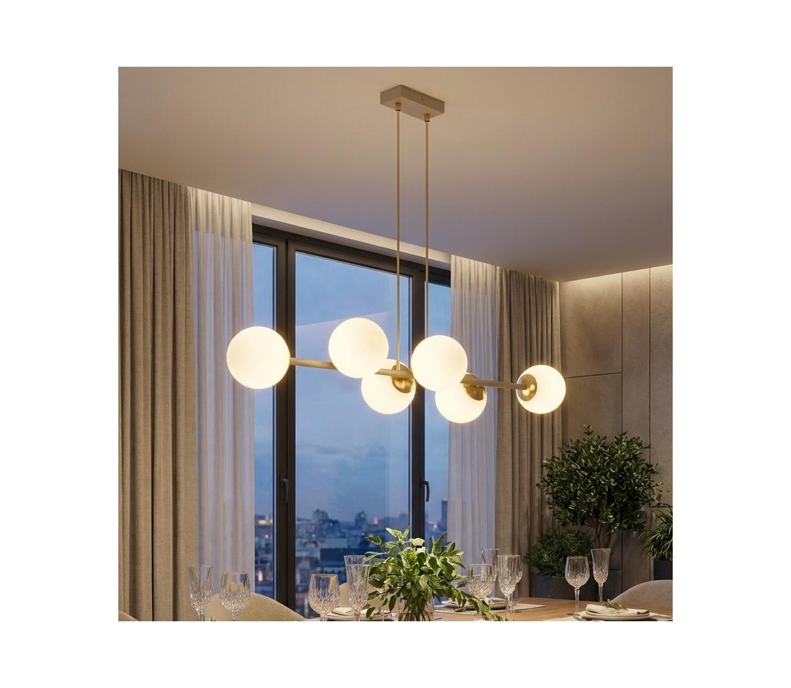 Brilagi - Luster na lankách MILO ECRU 6xE27/60W/230V béžová/zlatá 75-023B