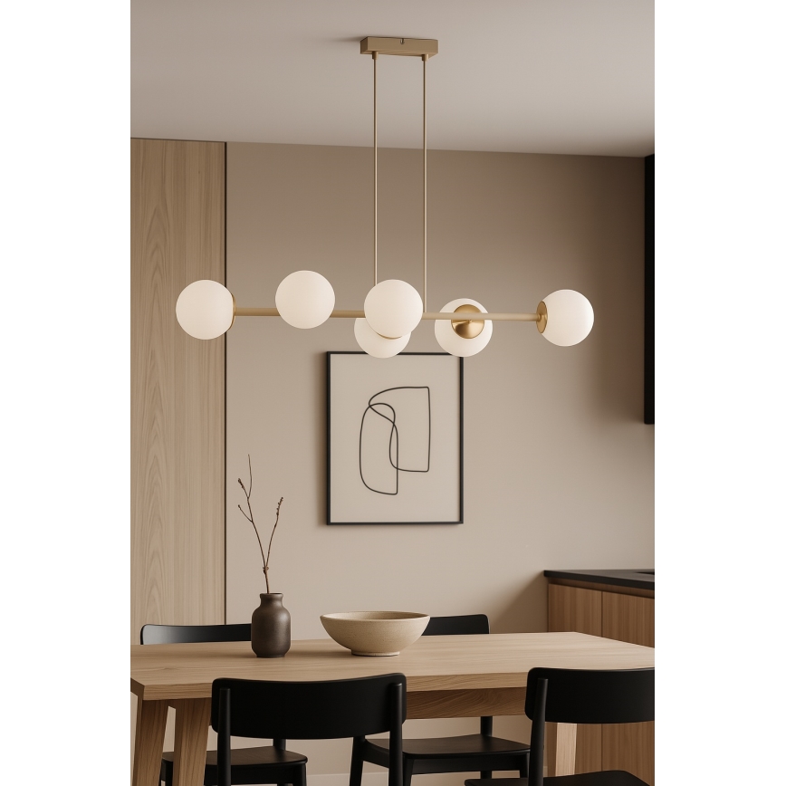 Brilagi - Luster na lankách MILO ECRU 6xE27/60W/230V béžová/zlatá