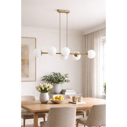 Brilagi - Luster na lankách MILO ECRU 6xE27/60W/230V béžová/zlatá