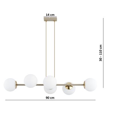 Brilagi - Luster na lankách MILO ECRU 6xE27/60W/230V béžová/zlatá