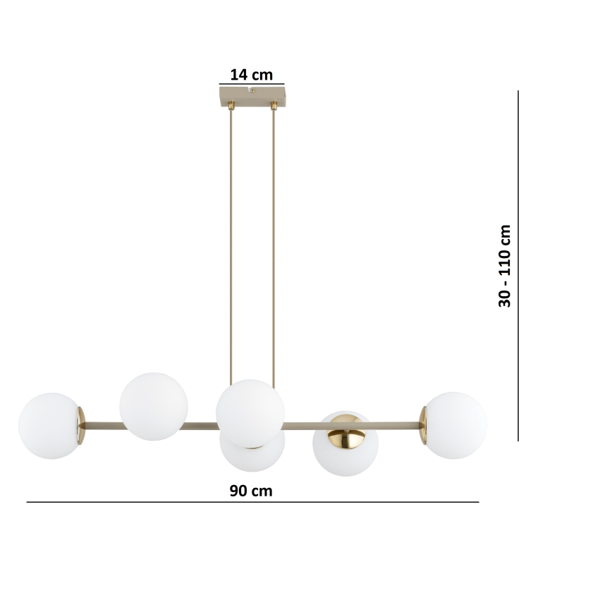 Brilagi - Luster na lankách MILO ECRU 6xE27/60W/230V béžová/zlatá