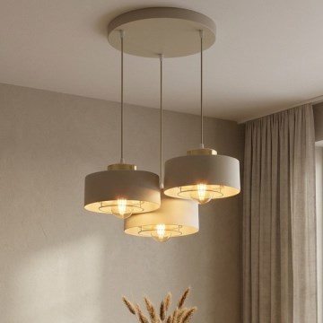 Brilagi - Luster na lankách SPRING 3xE27/60W/230V béžová/zlatá