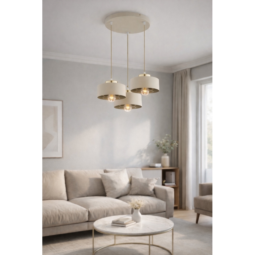 Brilagi - Luster na lankách SPRING 3xE27/60W/230V béžová/zlatá