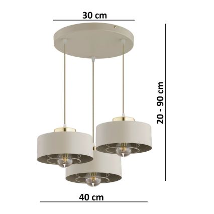 Brilagi - Luster na lankách SPRING 3xE27/60W/230V béžová/zlatá