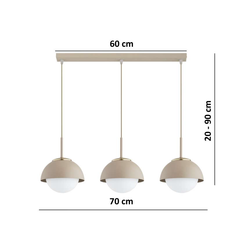 Brilagi - Luster na lanku 3xE27/60W/230V béžová/zlatá