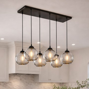 Brilagi - Luster na lanku 6xE27/60W/230V čierna/dymová sivá