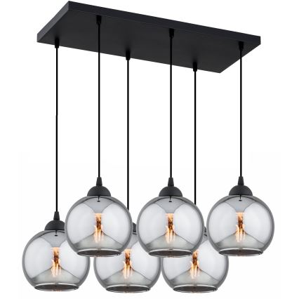 Brilagi - Luster na lanku 6xE27/60W/230V čierna/dymová sivá
