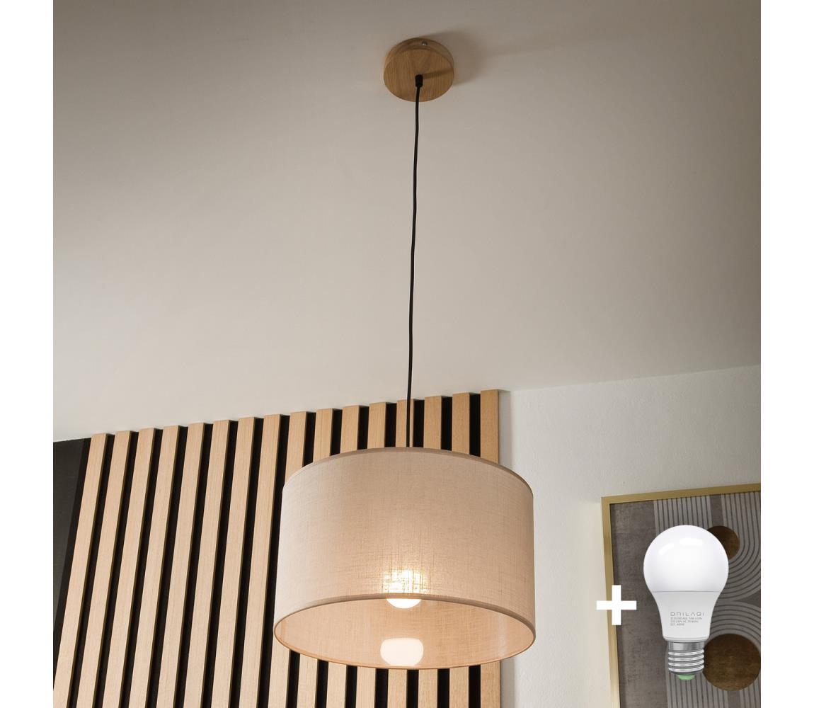 Brilagi Brilagi - Luster na lanku ANTHONY 1xE27/60W/230V dub/béžová
