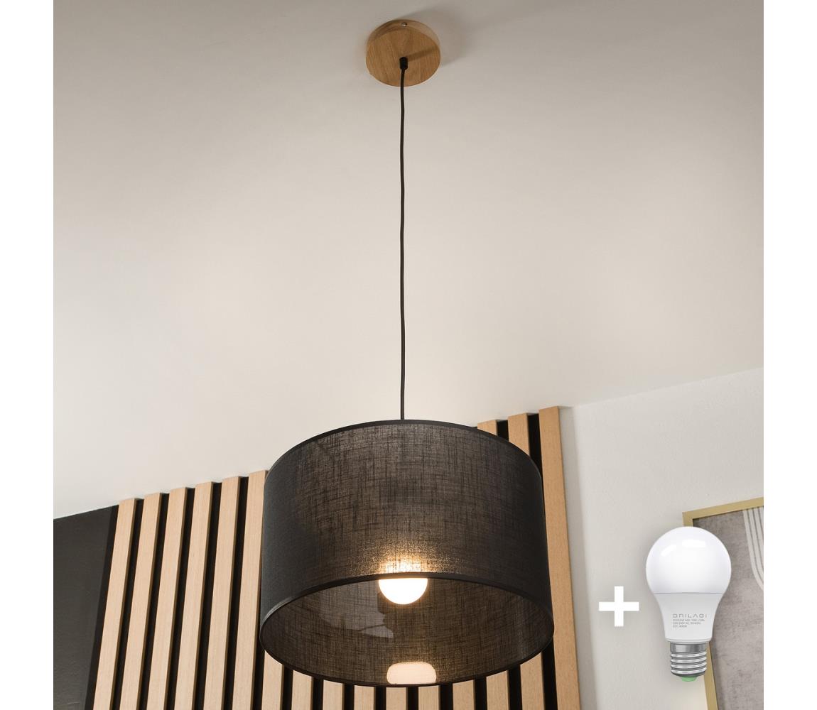 Brilagi Brilagi - Luster na lanku ANTHONY 1xE27/60W/230V dub/čierna