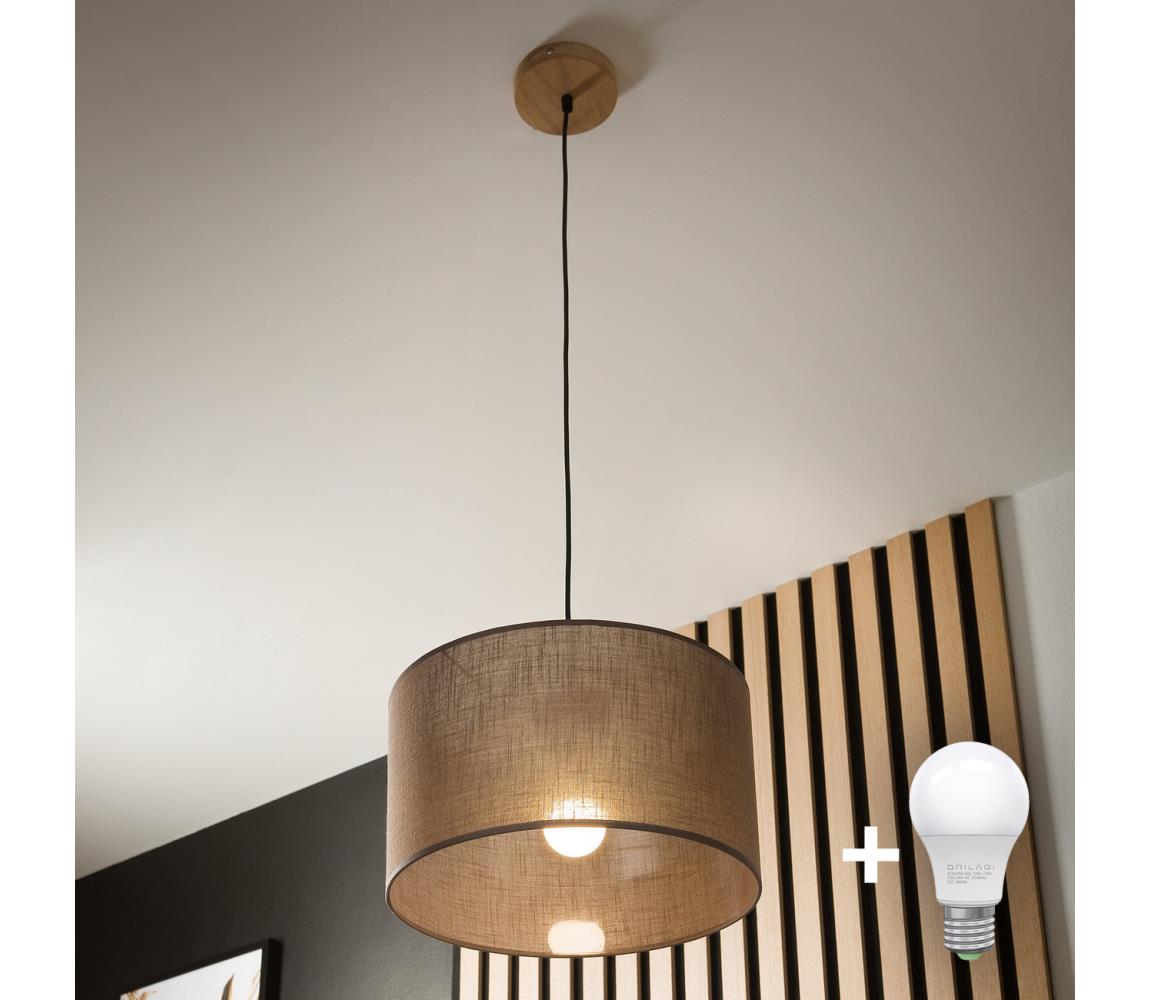 Brilagi Brilagi - Luster na lanku ANTHONY 1xE27/60W/230V dub/hnedá