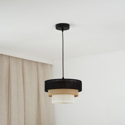 Brilagi - Luster na lanku ASPEN LUNETA 1xE27/15W/230V pr. 25 cm čierna/béžová/krémová