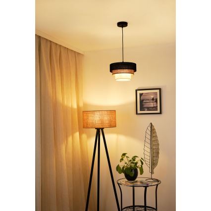 Brilagi - Luster na lanku ASPEN LUNETA 1xE27/15W/230V pr. 25 cm čierna/béžová/krémová