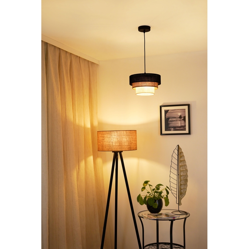 Brilagi - Luster na lanku ASPEN LUNETA 1xE27/15W/230V pr. 25 cm čierna/béžová/krémová