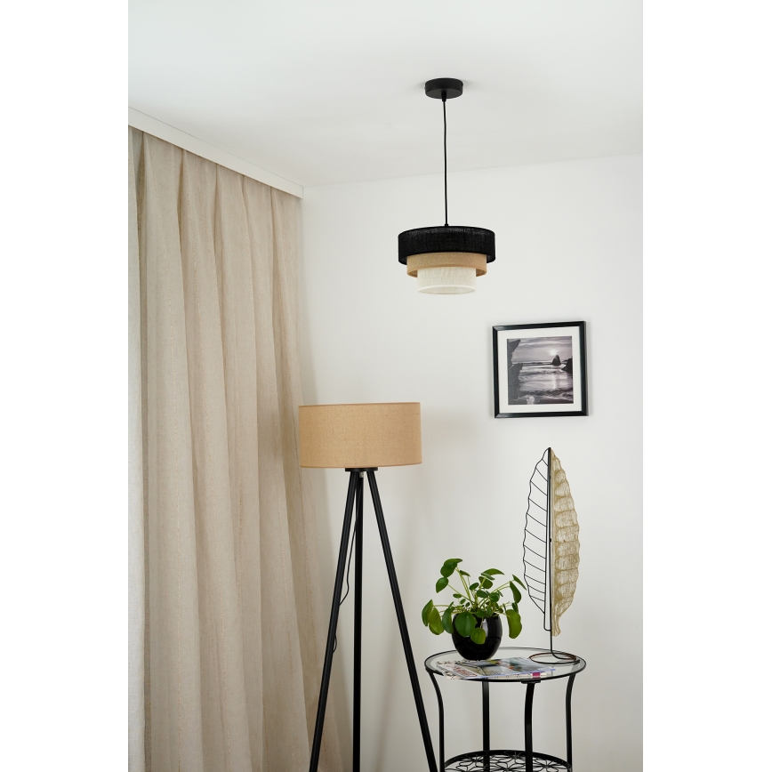 Brilagi - Luster na lanku ASPEN LUNETA 1xE27/15W/230V pr. 25 cm čierna/béžová/krémová