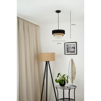 Brilagi - Luster na lanku ASPEN LUNETA 1xE27/15W/230V pr. 25 cm čierna/béžová/krémová
