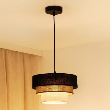 Brilagi - Luster na lanku ASPEN LUNETA 1xE27/15W/230V pr. 25 cm čierna/béžová/krémová