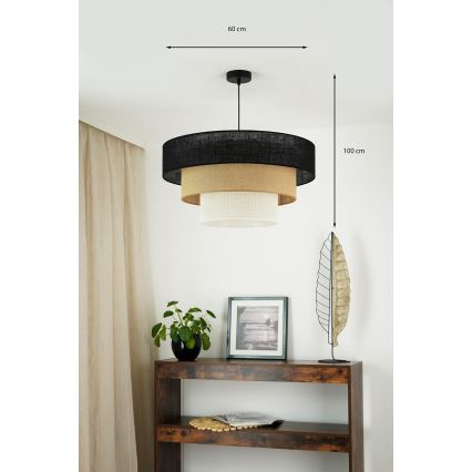 Brilagi - Luster na lanku ASPEN LUNETA 1xE27/15W/230V pr. 60 cm čierna/béžová/krémová