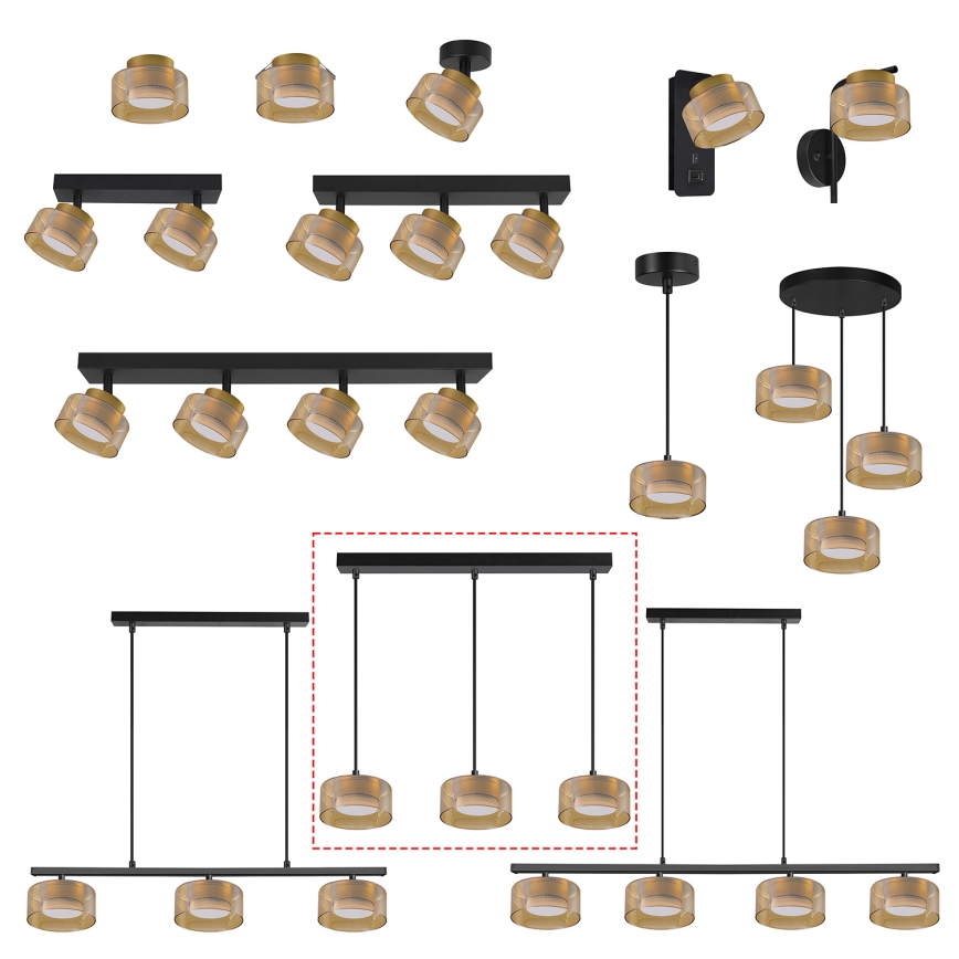 Brilagi - Luster na lanku AURA LUX 3xGX53/30W/230V čierna/zlatá