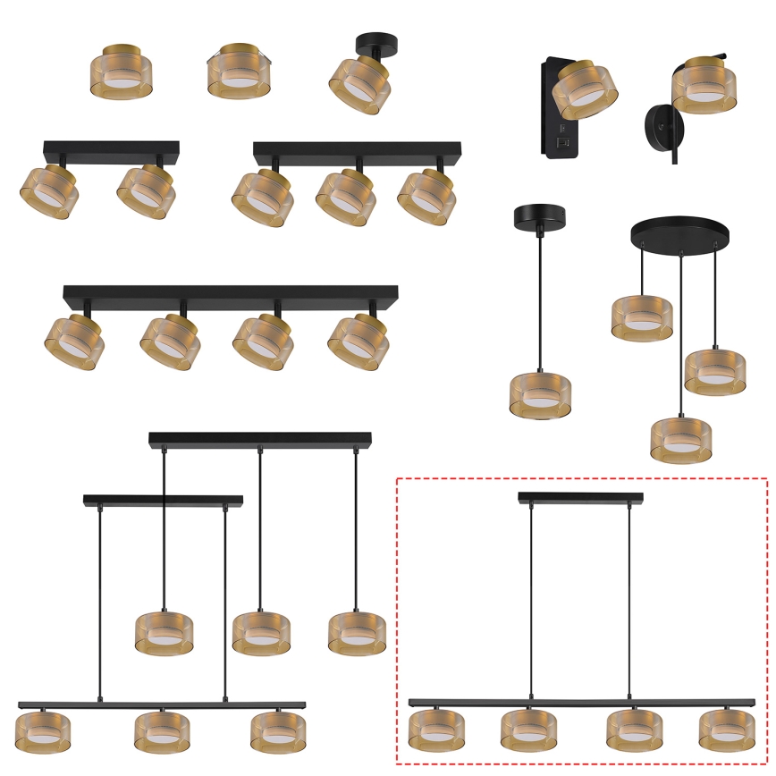 Brilagi - Luster na lanku AURA LUX 4xGX53/30W/230V čierna/zlatá