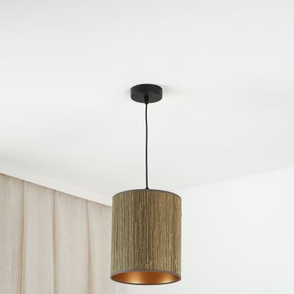 Brilagi - Luster na lanku BOSTON ROLLER 1xE27/15W/230V pr. 21 cm slama hnedá/zlatá