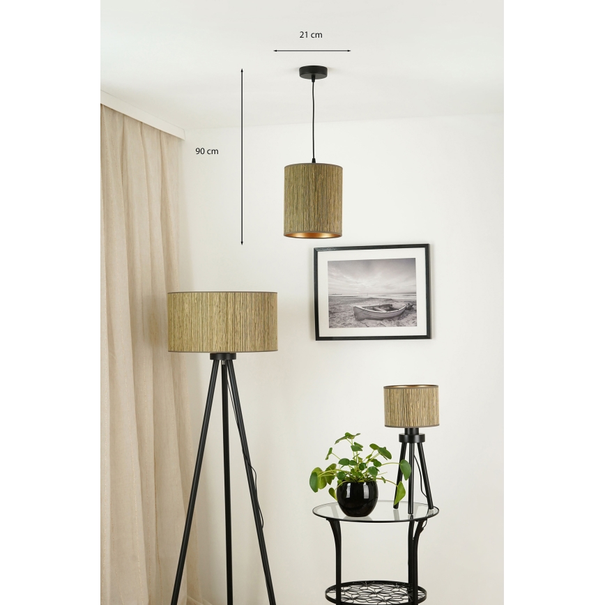 Brilagi - Luster na lanku BOSTON ROLLER 1xE27/15W/230V pr. 21 cm slama hnedá/zlatá