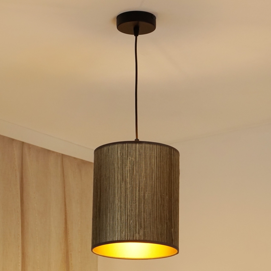 Brilagi - Luster na lanku BOSTON ROLLER 1xE27/15W/230V pr. 21 cm slama hnedá/zlatá