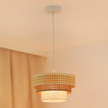 Brilagi - Luster na lanku CEDAR LUNETA 1xE27/15W/230V pr. 25 ratan/hnedá/krémová