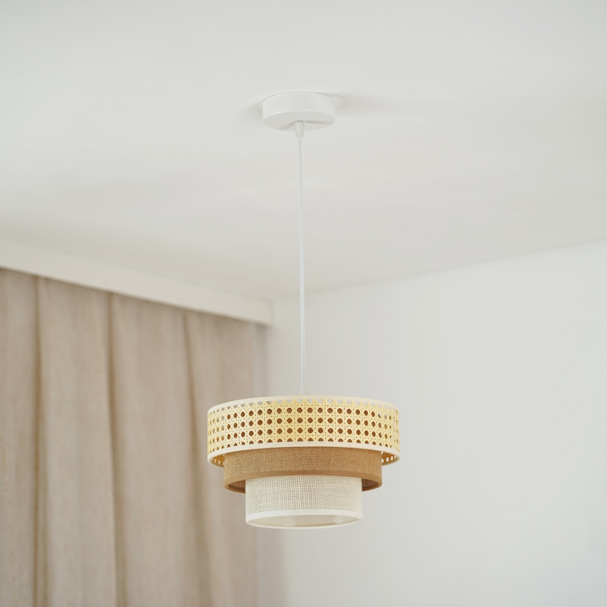 Brilagi - Luster na lanku CEDAR LUNETA 1xE27/15W/230V pr. 25 ratan/hnedá/krémová