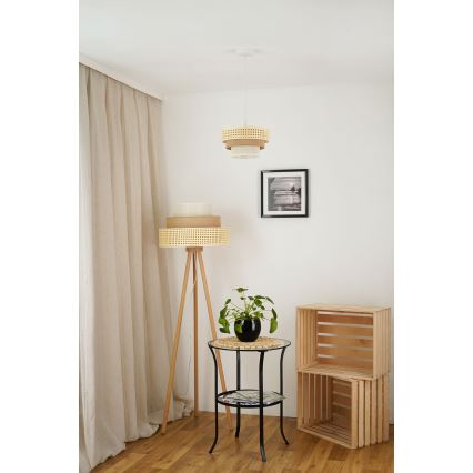 Brilagi - Luster na lanku CEDAR LUNETA 1xE27/15W/230V pr. 25 ratan/hnedá/krémová