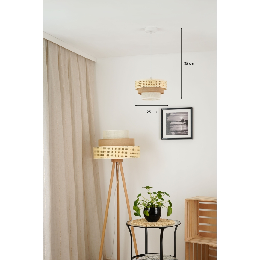 Brilagi - Luster na lanku CEDAR LUNETA 1xE27/15W/230V pr. 25 ratan/hnedá/krémová