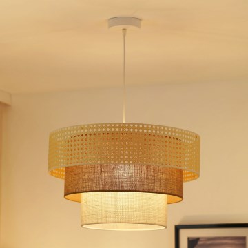 Brilagi - Luster na lanku CEDAR LUNETA 1xE27/15W/230V pr. 45 ratan/hnedá/krémová