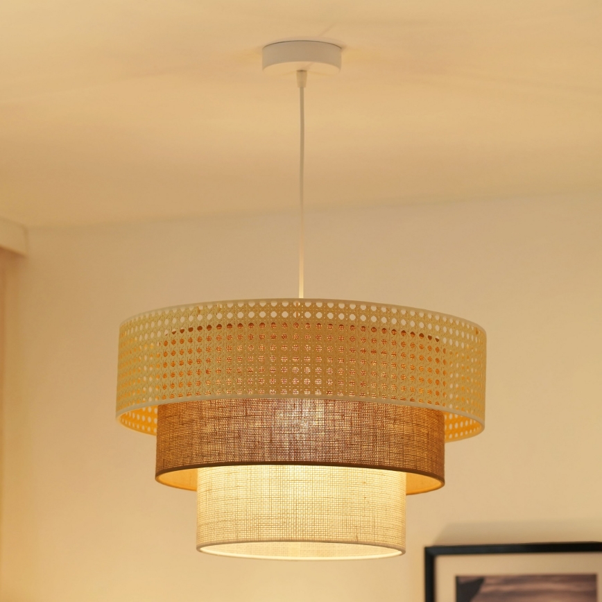 Brilagi - Luster na lanku CEDAR LUNETA 1xE27/15W/230V pr. 45 ratan/hnedá/krémová