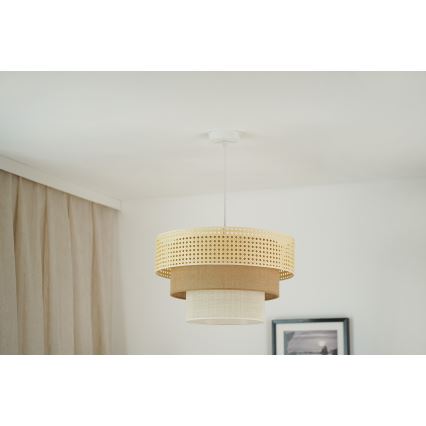 Brilagi - Luster na lanku CEDAR LUNETA 1xE27/15W/230V pr. 45 ratan/hnedá/krémová