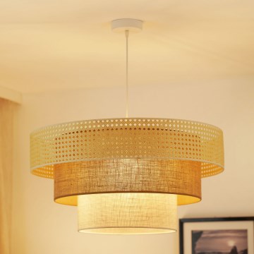 Brilagi - Luster na lanku CEDAR LUNETA 1xE27/15W/230V pr. 60 ratan/hnedá/krémová