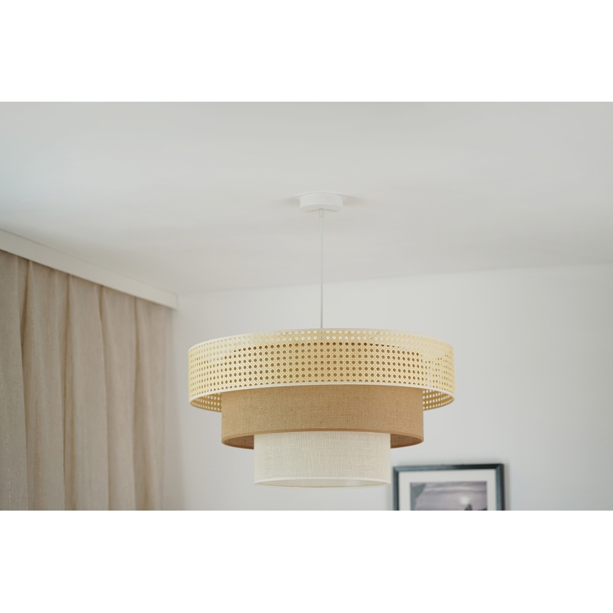 Brilagi - Luster na lanku CEDAR LUNETA 1xE27/15W/230V pr. 60 ratan/hnedá/krémová