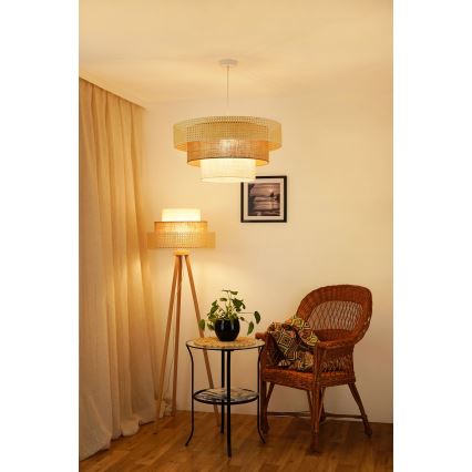Brilagi - Luster na lanku CEDAR LUNETA 1xE27/15W/230V pr. 60 ratan/hnedá/krémová