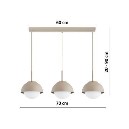 Brilagi - Luster na lanku COSMO 3xE27/60W/230V béžová/zlatá