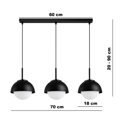 BRILAGI - Luster na lanku COSMO 3xE27/60W/230V čierna