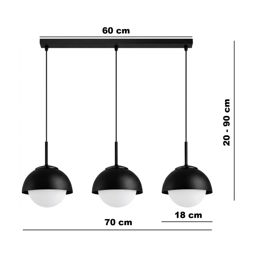 BRILAGI - Luster na lanku COSMO 3xE27/60W/230V čierna