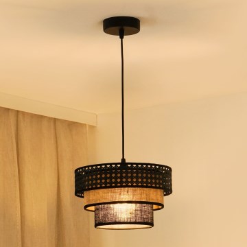 Brilagi - Luster na lanku DAKOTA LUNETA 1xE27/15W/230V pr. 25 cm čierna/ratan